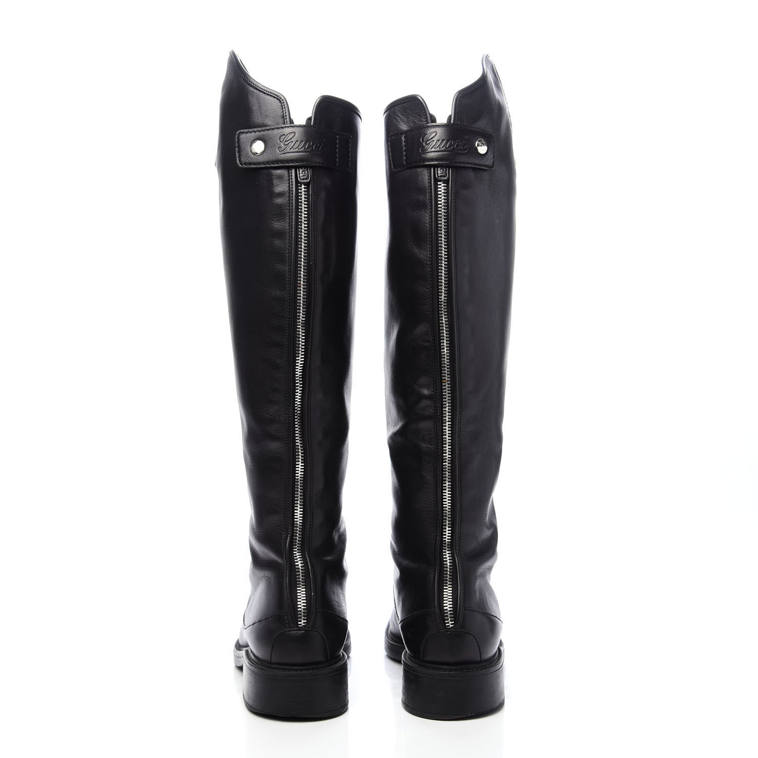 Gucci Calfskin Maud Knee High Riding Boots 38 Black 4 of 9