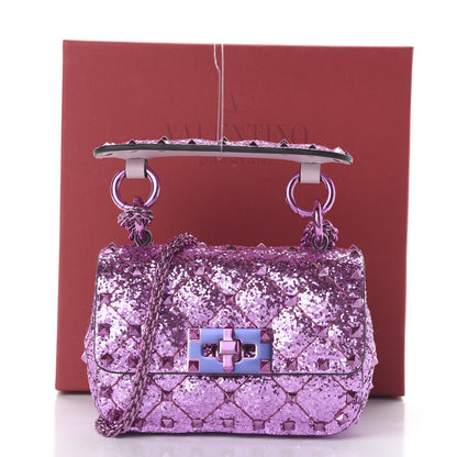 Valentino Garavani Glitter Micro Rockstud Spike Shoulder Bag Water Lilac 10 of 10