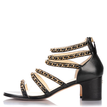 Chanel Lambskin CC Chain Sandals 39 Black 1 of 7