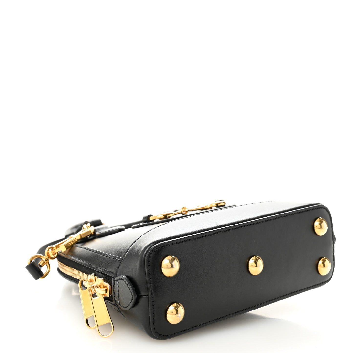 Boarded Plutone Calfskin Mini Horsebit 1955 Top Handle Bag Black
