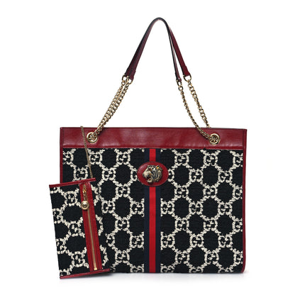 Gucci Tweed GG Monogram Large Rajah Chain Tote Romantic Cherry Black White 3 of 12