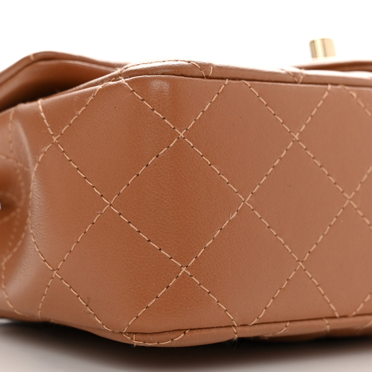 Lambskin Quilted Mini Rectangular Flap Brown