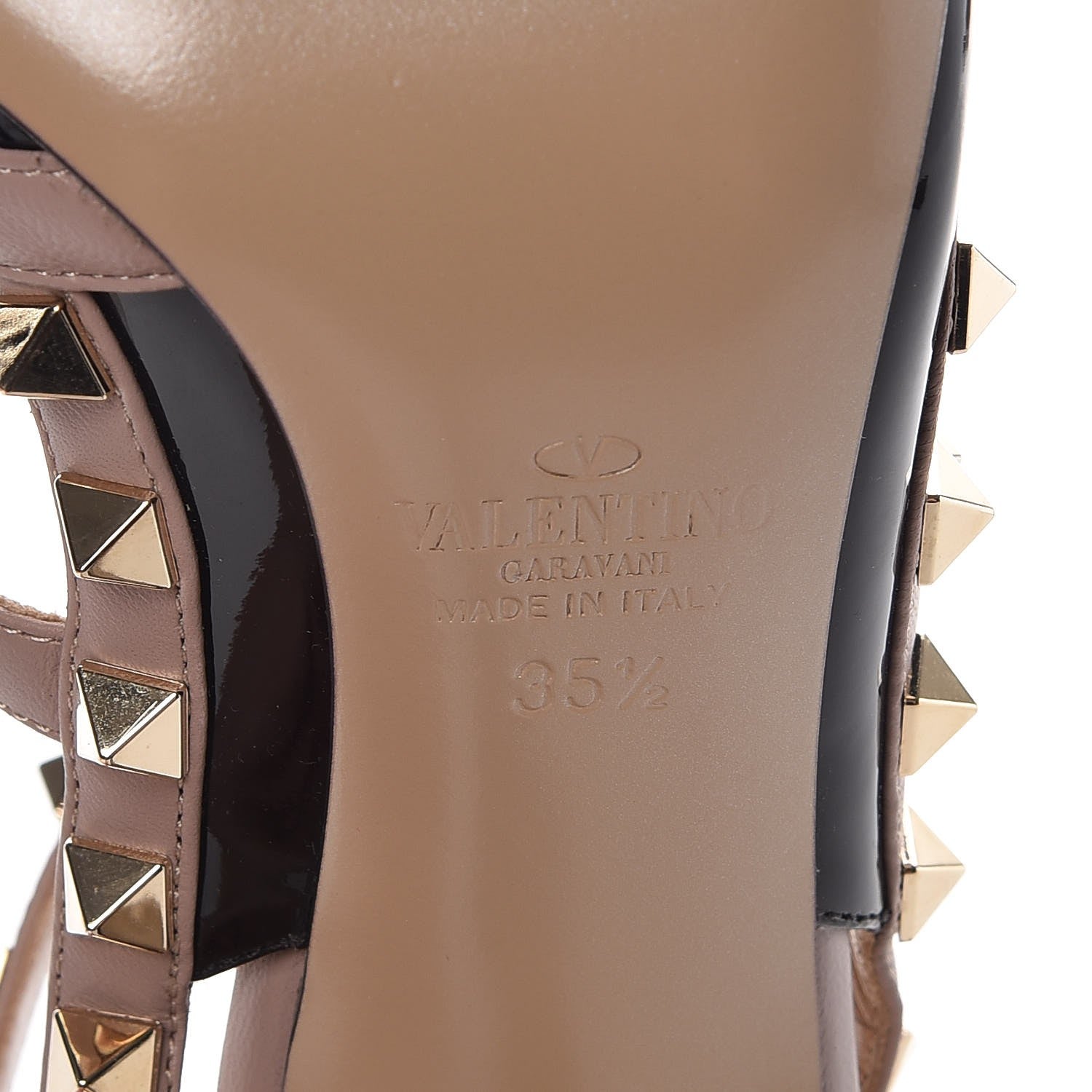 Valentino Garavani Patent Nappa Rockstud Ankle Strap 100mm Pumps 35.5 Black Poudre 7 of 8