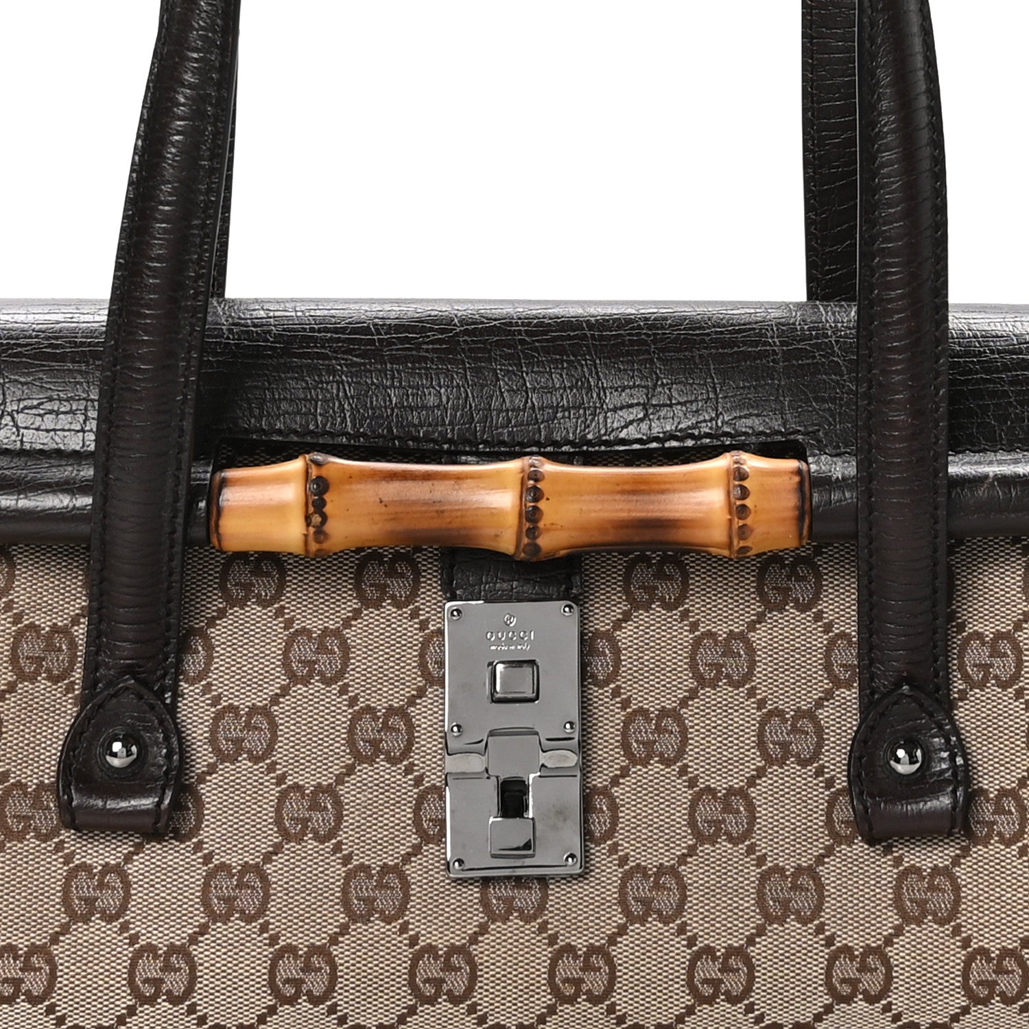 Gucci Monogram Bamboo Bullet Bag Dark Brown 8 of 10