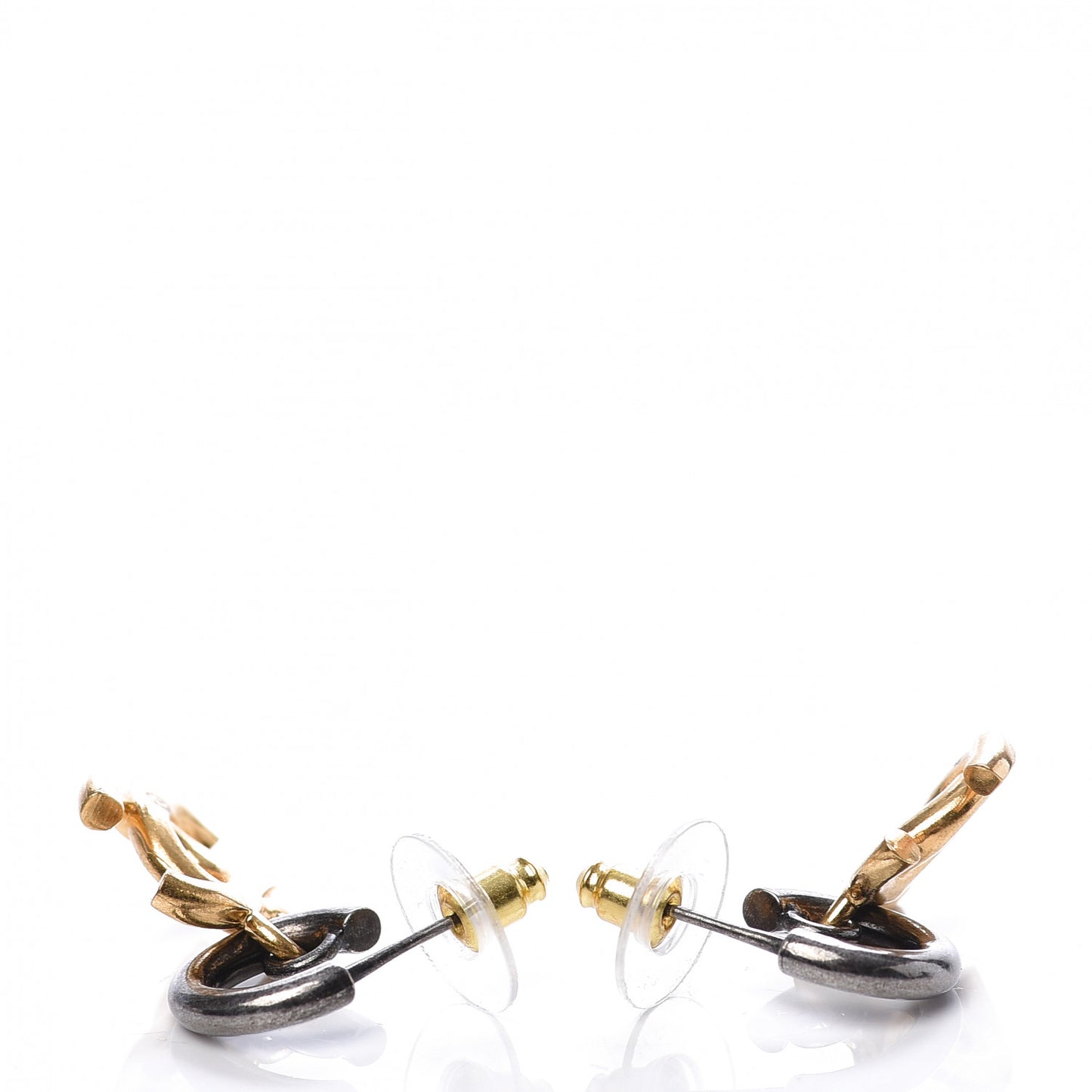Metal Drop CC Earrings Ruthenium Gold