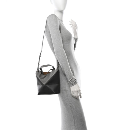 Loewe Shiny Calfskin Mini Puzzle Fold Tote Pearl Grey Dark Grey 2 of 14