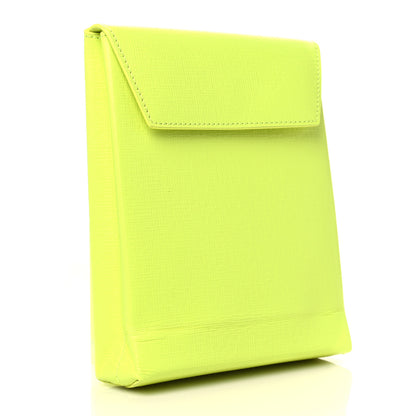 Balenciaga Squared Calfskin Logo Shopping Envelope Clutch Acid Green 2 of 6
