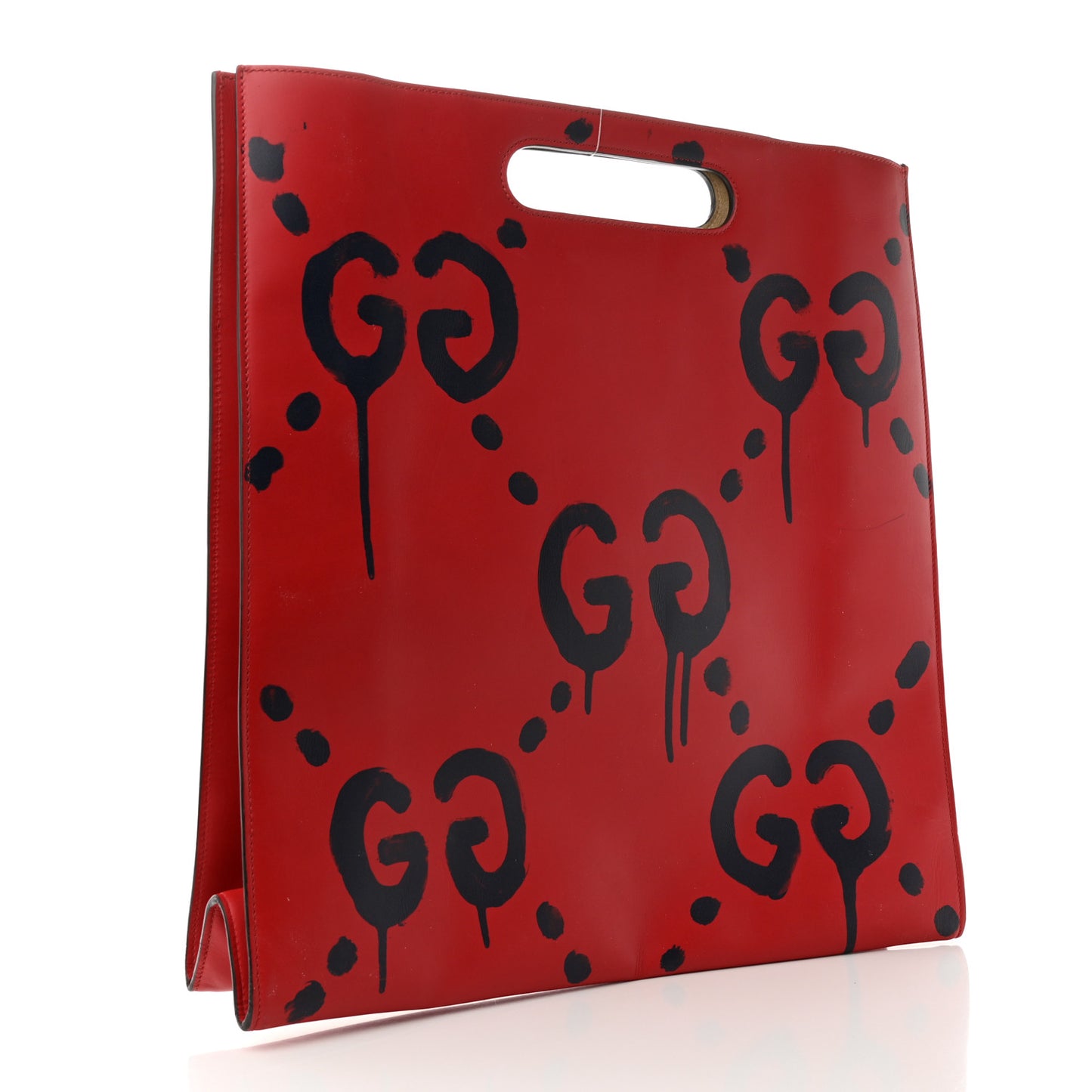 Calfskin GucciGhost Real Large XL Tote Hibiscus Red