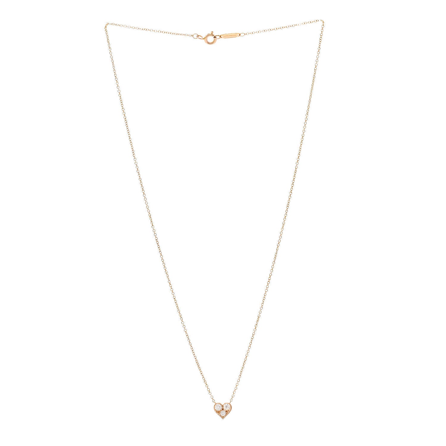 18K Rose Gold Diamond Heart Pendant Necklace