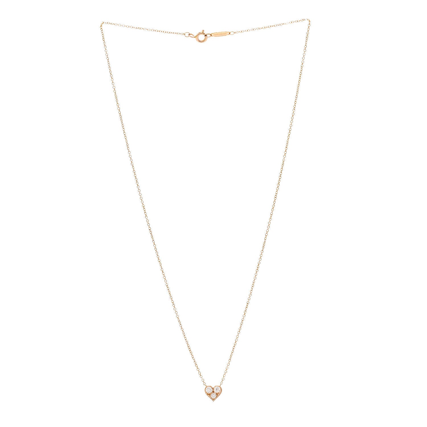 Tiffany 18K Rose Gold Diamond Heart Pendant Necklace 3 of 7