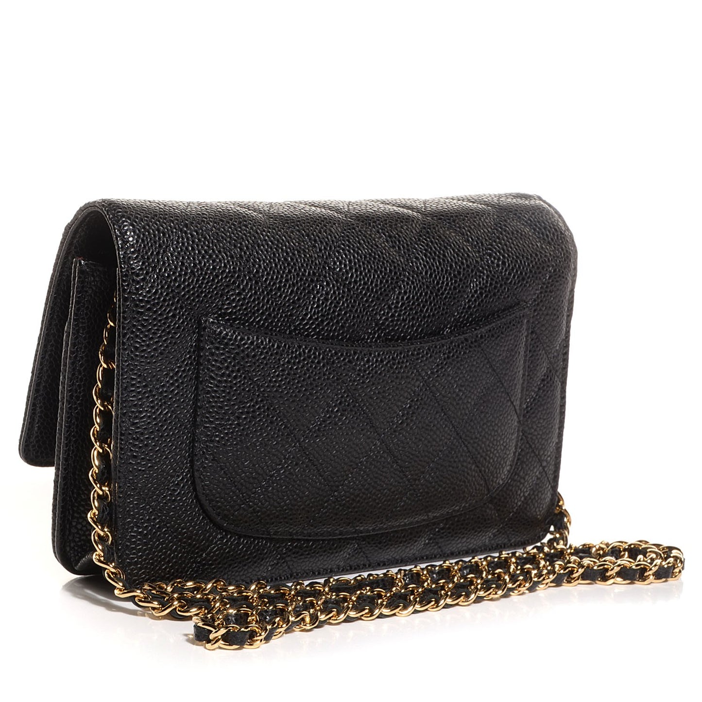 Caviar Quilted Wallet On Chain WOC Black