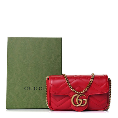 Gucci Calfskin Matelasse Super Mini GG Marmont Shoulder Bag Hibiscus Red 11 of 11