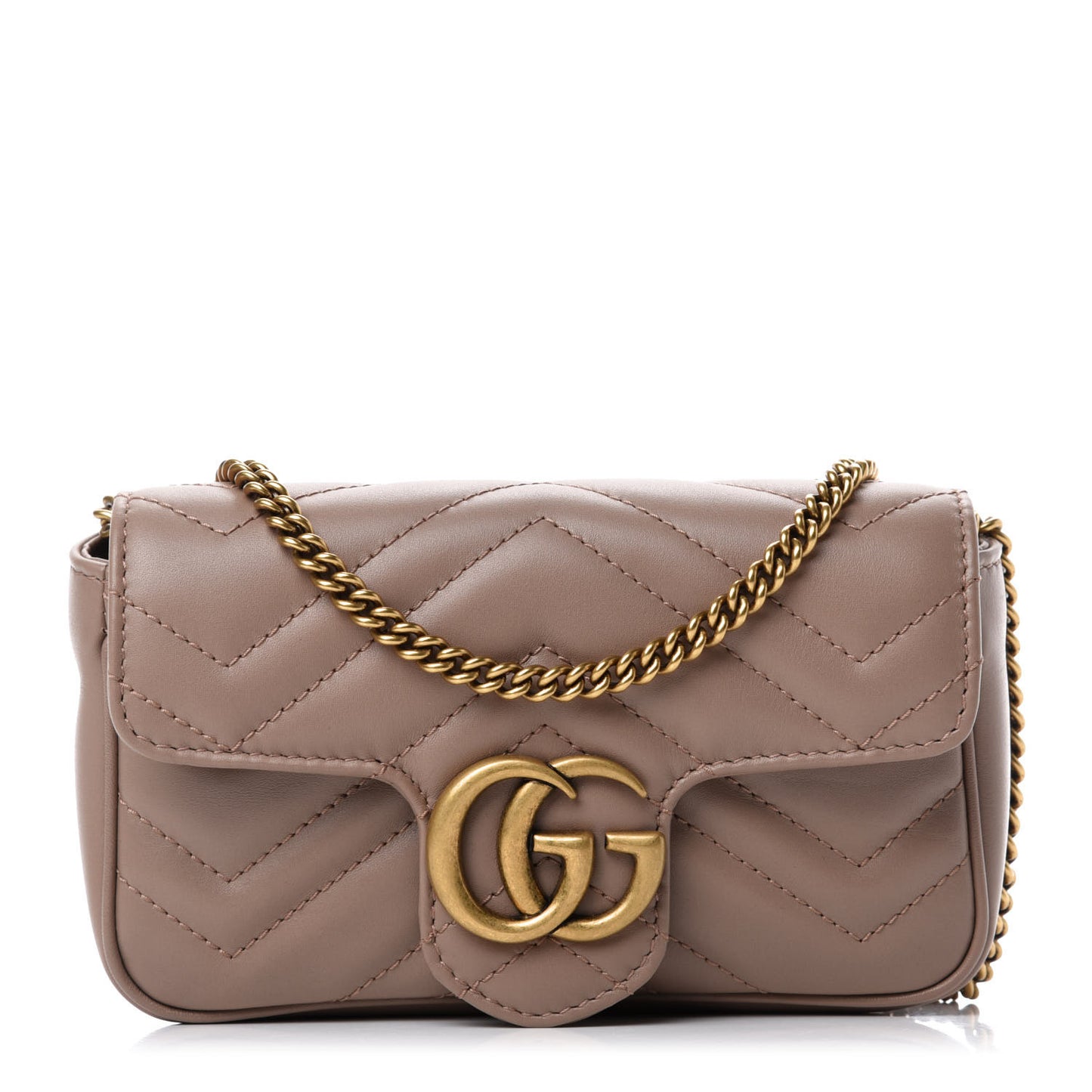 Calfskin Matelasse Super Mini GG Marmont Shoulder Bag Porcelain Rose