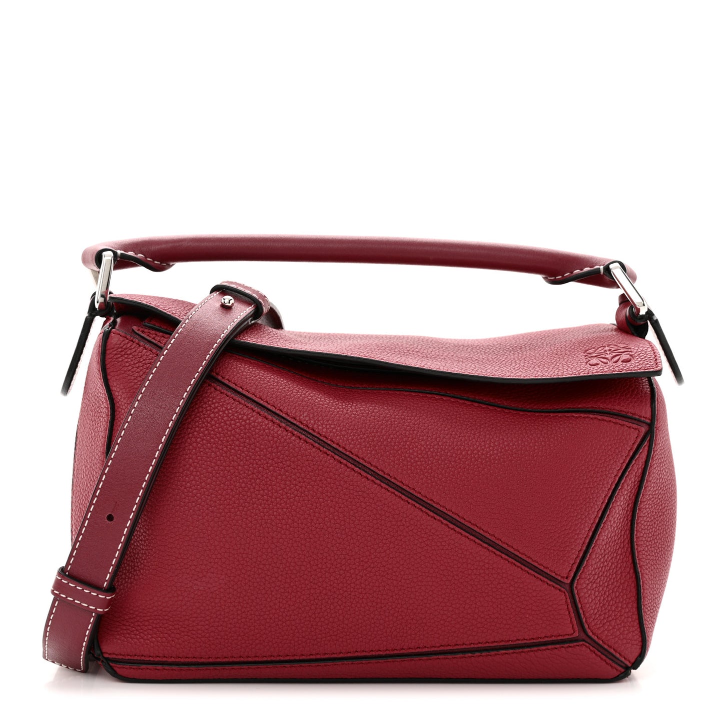 Calfskin Small Puzzle Bag Raspberry