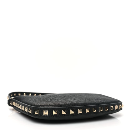 Valentino Garavani Grainy Calfskin Mini Rockstud Hobo Black 4 of 9