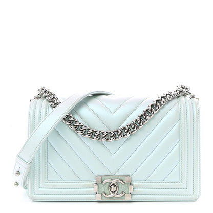Chanel Iridescent Lambskin Chevron Quilted Medium Boy Flap Turquoise 2 of 27
