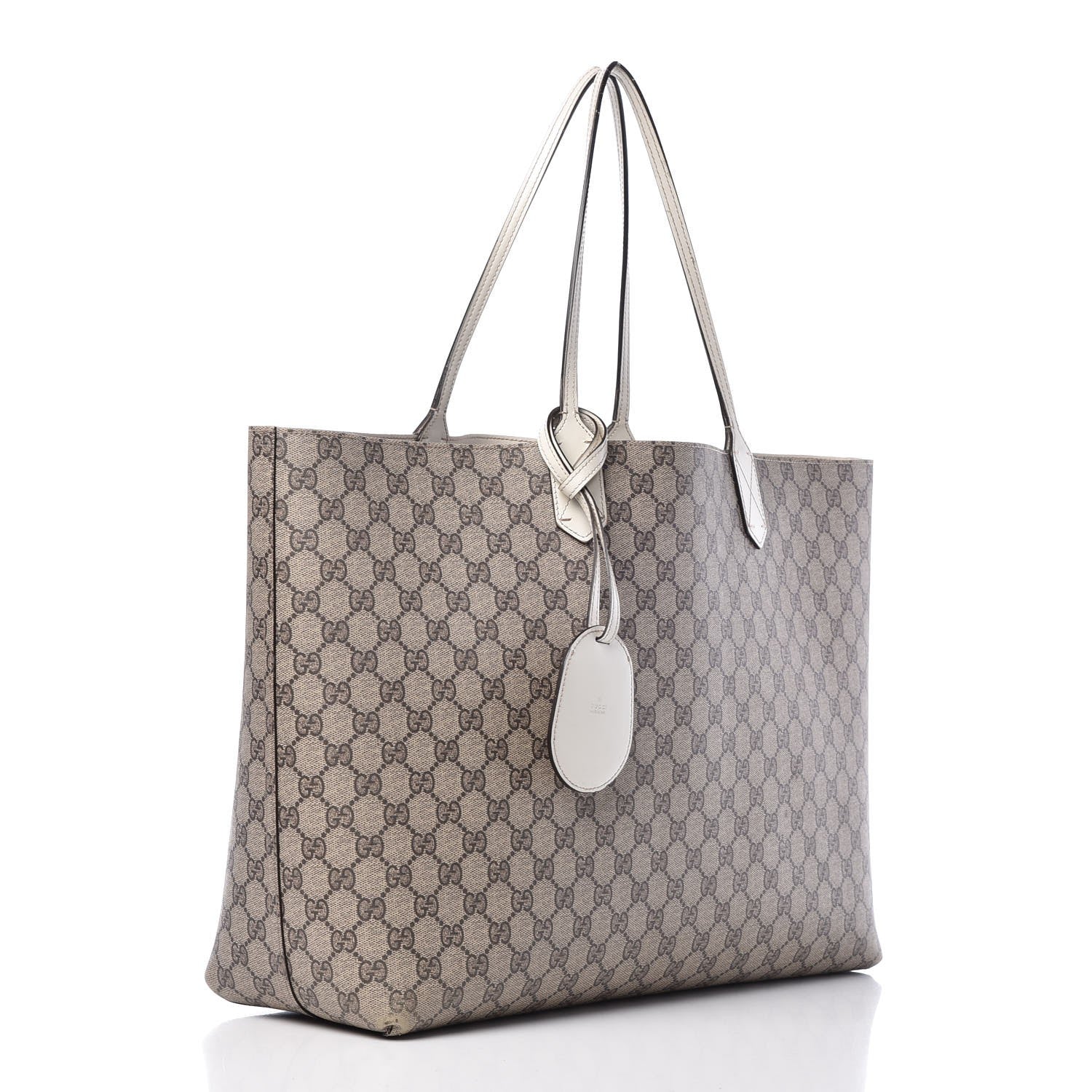 Gucci Calfskin GG Supreme Monogram Large Reversible Tote White 3 of 16