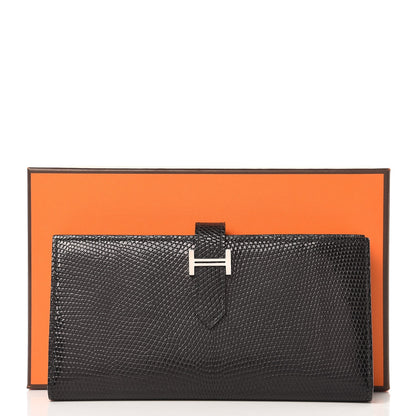 Hermes Lizard Bearn Gusset Wallet Black 9 of 9