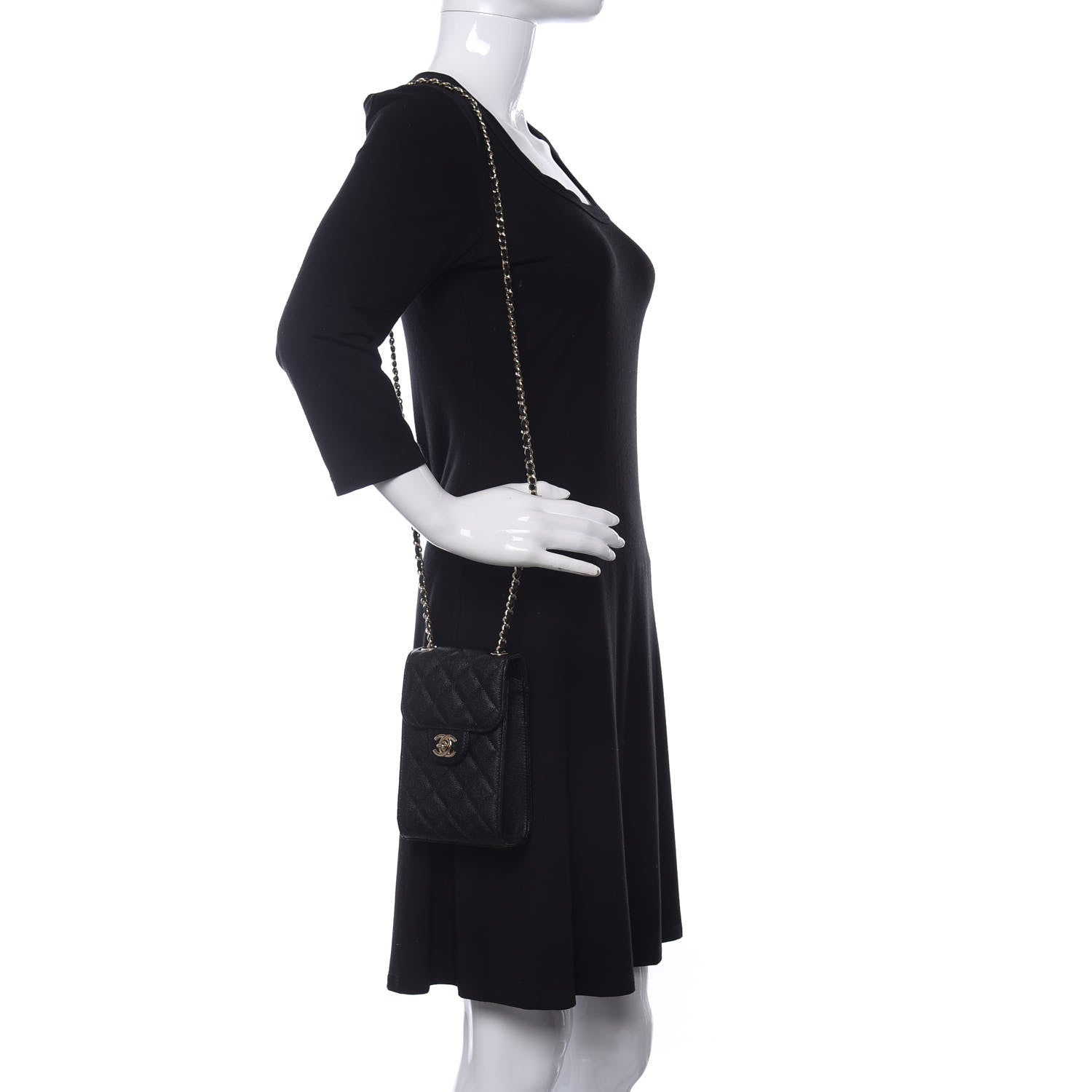 Chanel Caviar Quilted Classic Phone Holder Black 2 of 10