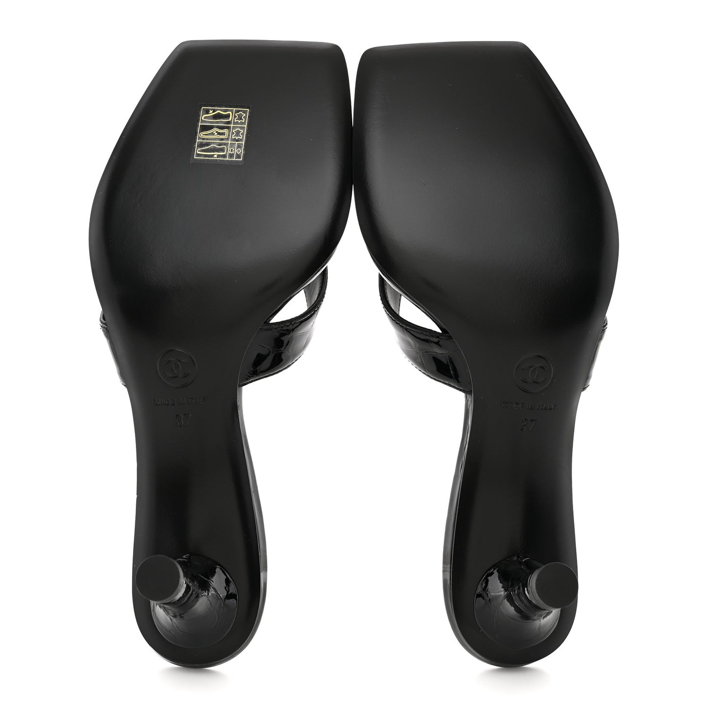 Crocodile Embossed Patent Calfskin Thong Sandals 37 Black