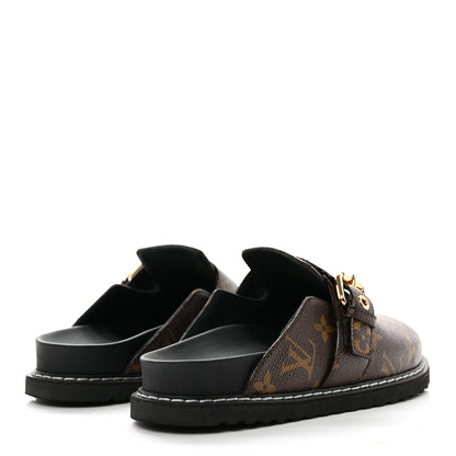 Louis Vuitton Patent Monogram Womens Cosy Flat Comfort Clog Mules 35 Brown 4 of 9