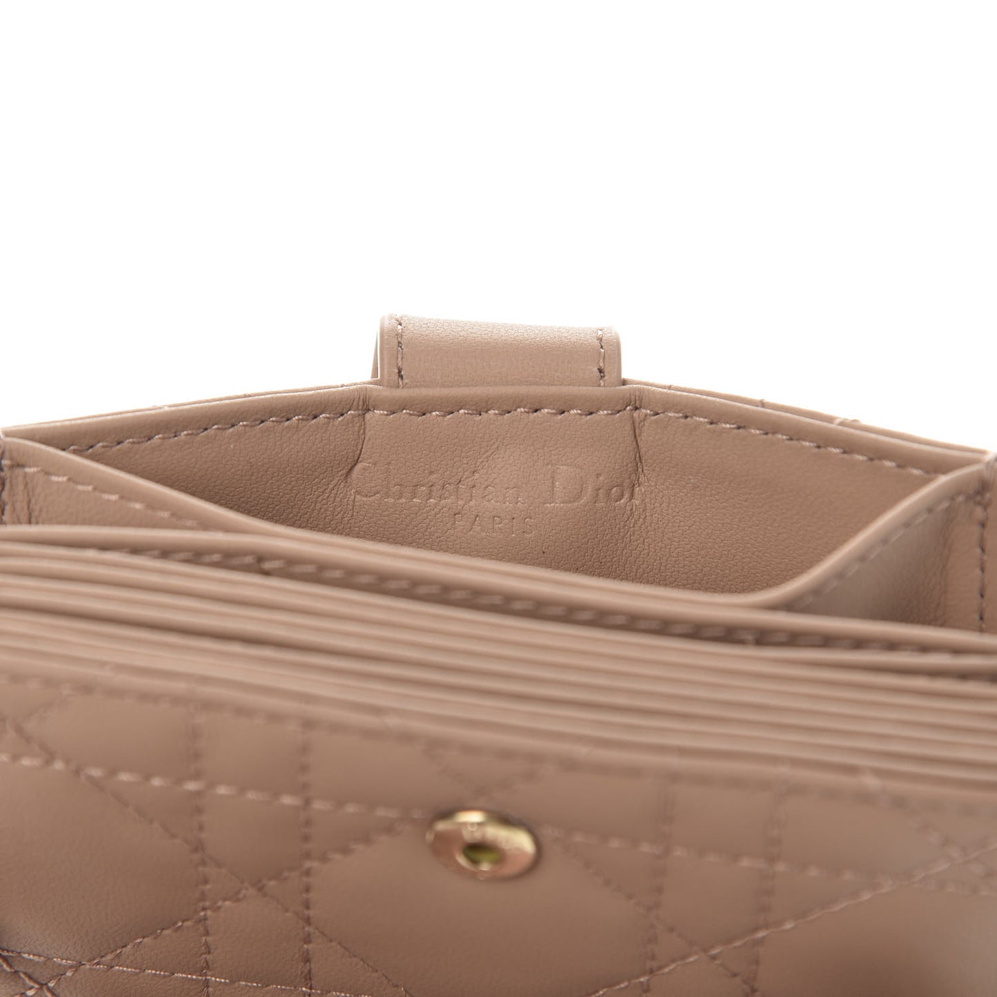Ultra Matte Calfskin Cannage Lady Dior 5-Gusset Card Holder Blush Powder