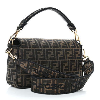 Fendi Fabric Jacquard FF 1974 Medium Baguette Tobacco Moro Black 3 of 10