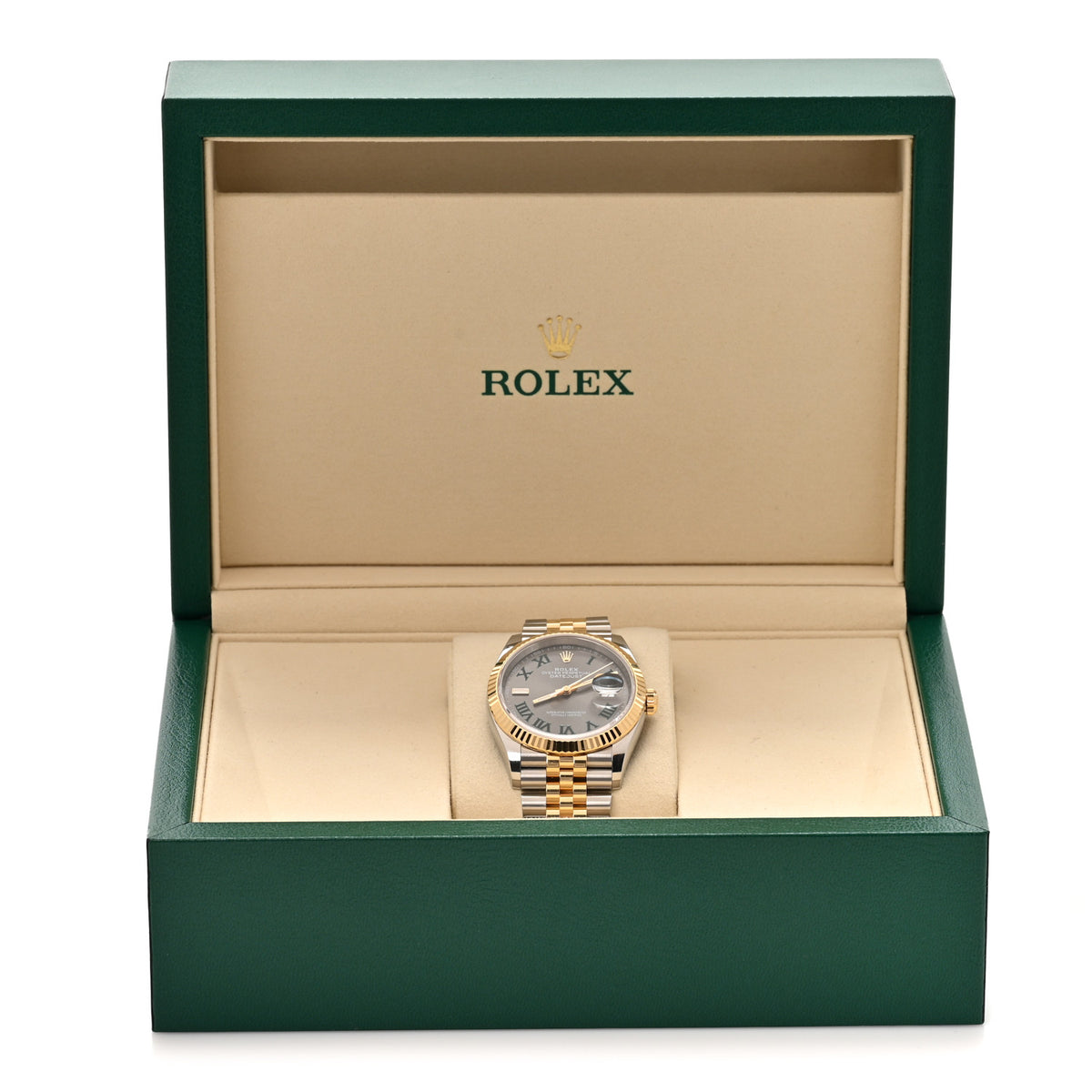 Rolex Stainless Steel 18K Yellow Gold 36mm Oyster Perpetual Wimbledon Datejust Watch Slate 126233 5 of 5