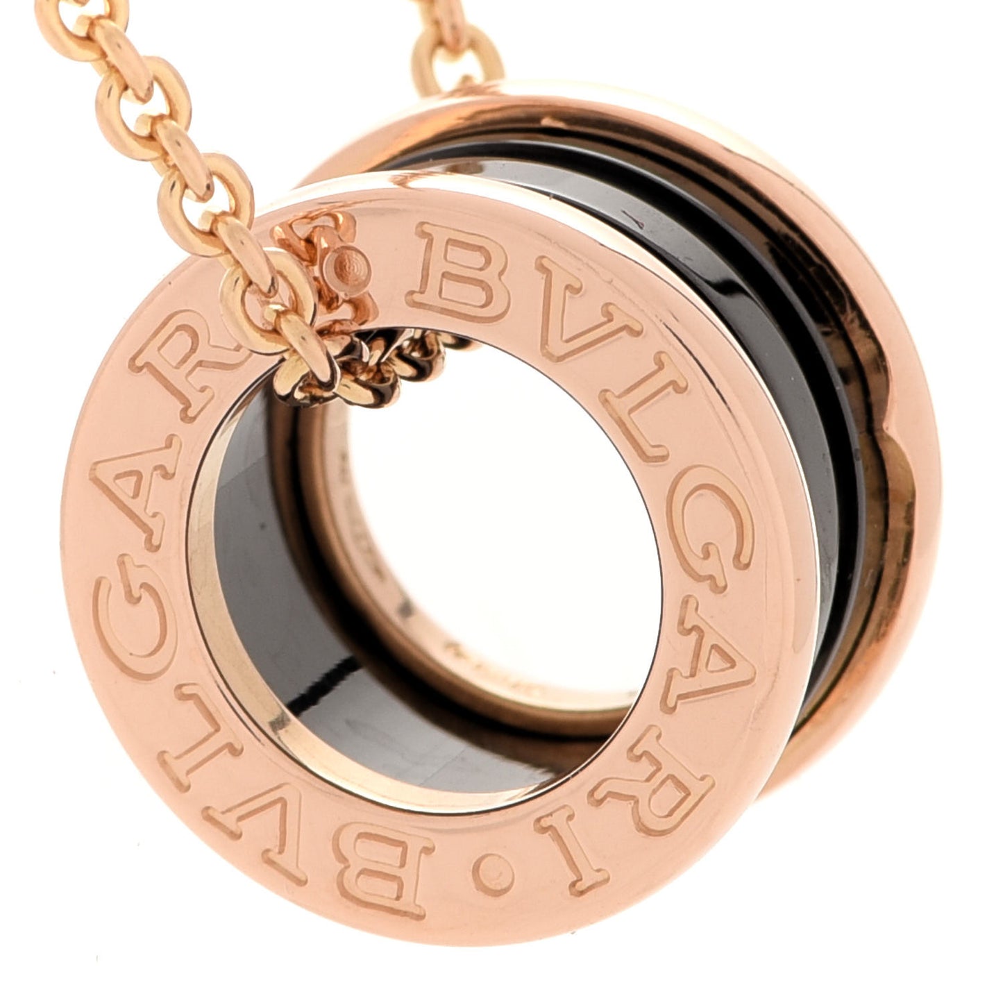 18K Rose Gold Black Ceramic B.Zero1 Pendant Necklace