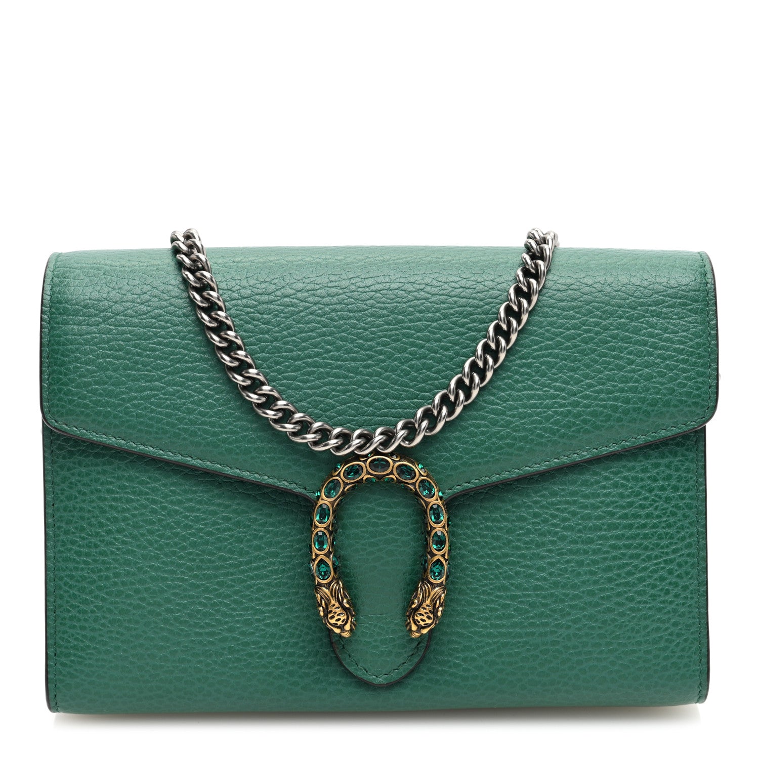 Gucci Calfskin Mini Dionysus Chain Wallet Emerald 1 of 8