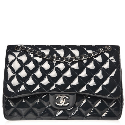 Chanel Patent Quilted Jumbo Double Flap Navy 1 of 11