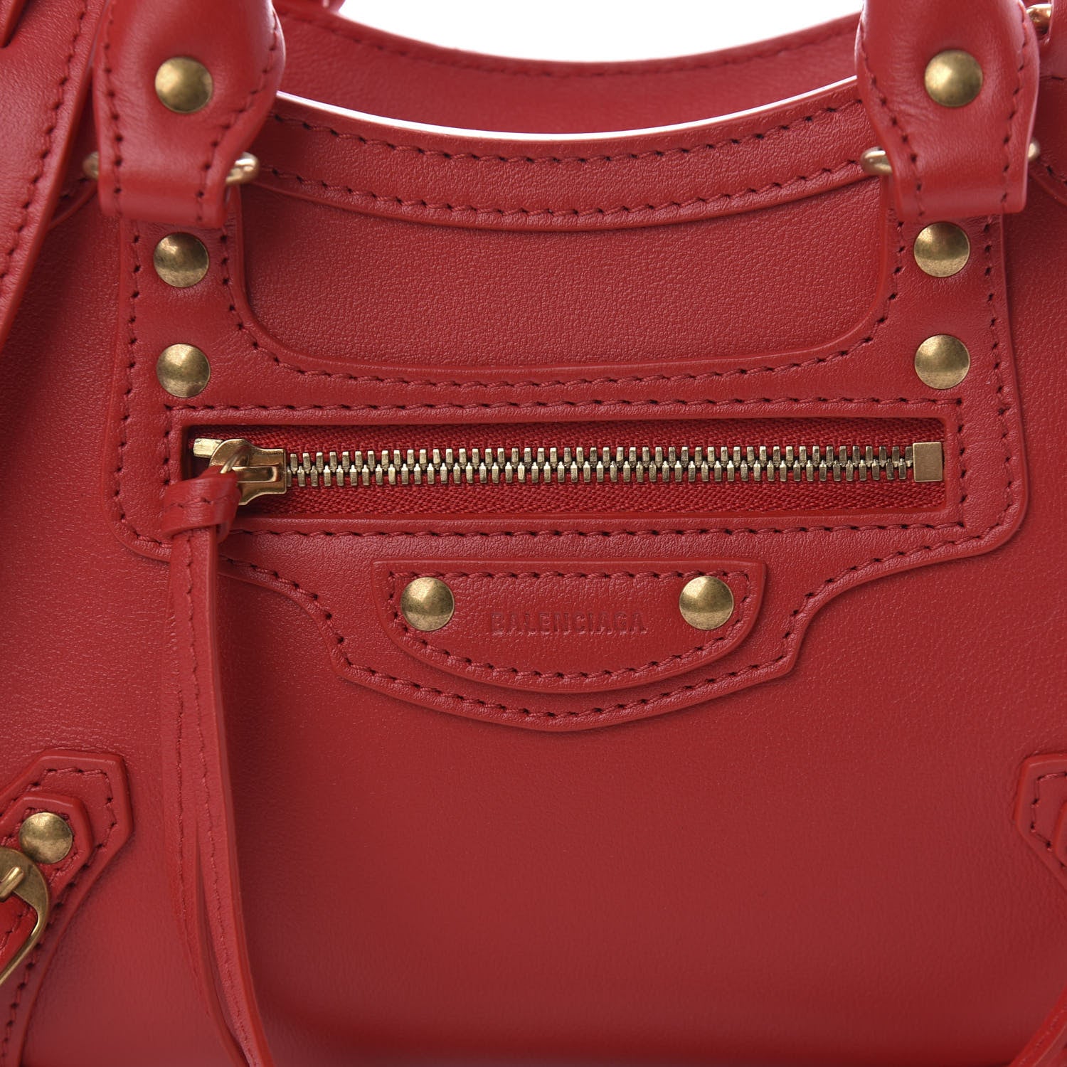 Balenciaga Smooth Calfskin Neo Classic Brass Hardware Mini City Red 10 of 10