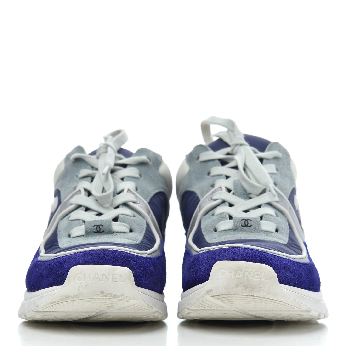 Nylon Lambskin Suede Calfskin Womens Logo Sneakers 39 Blue Coral