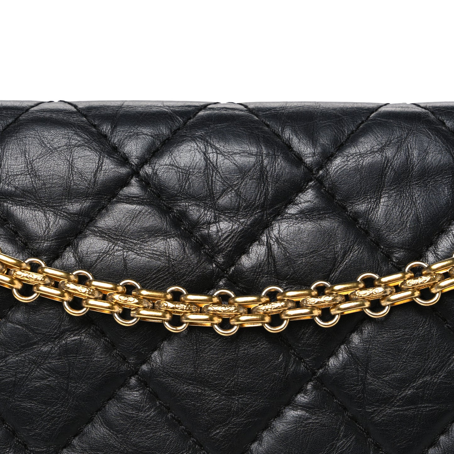 Aged Calfskin Quilted 2.55 Reissue 227 Flap Black