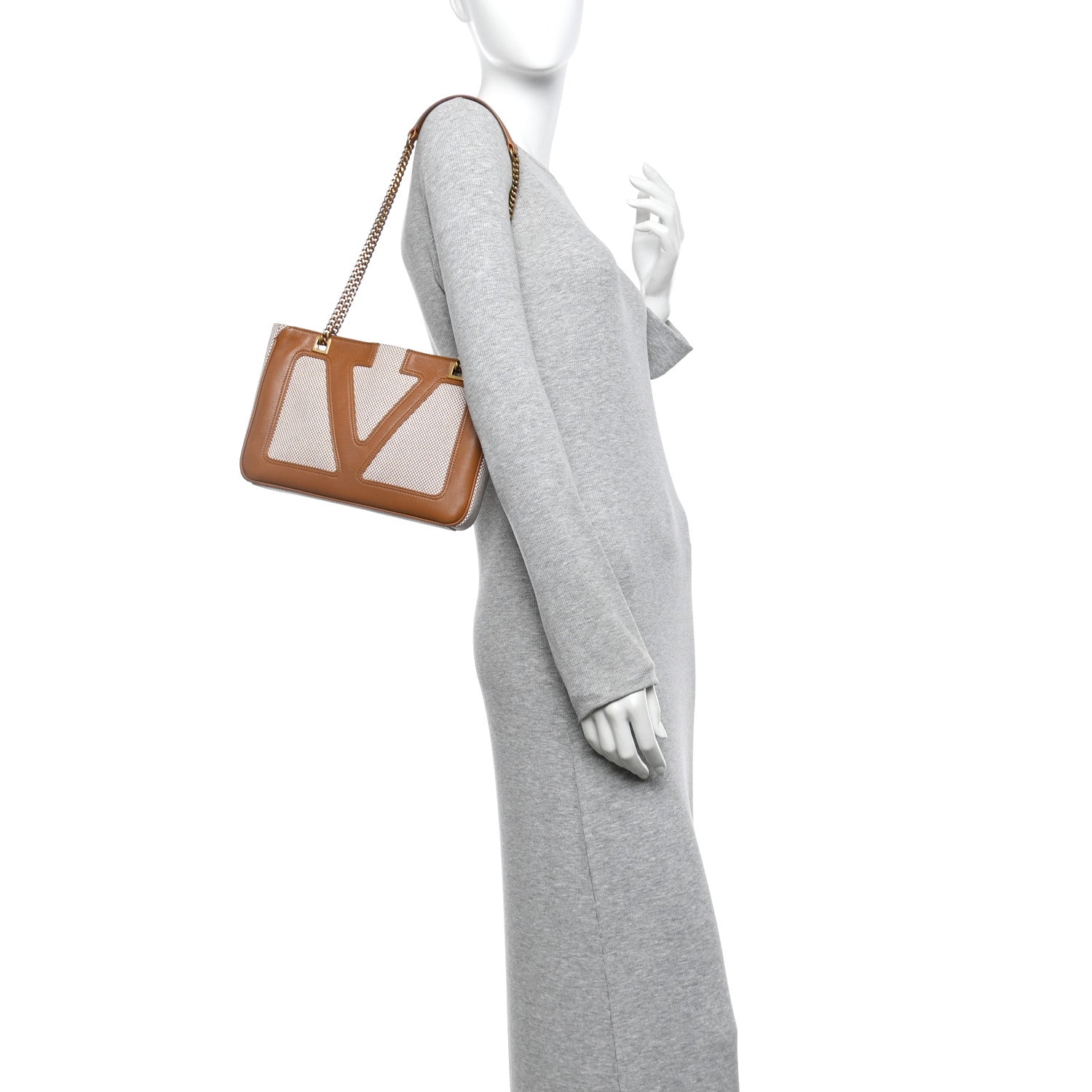 Valentino Garavani Nappa Canvas Small Viva Superstar Shopping Tote Natural Spice 2 of 9
