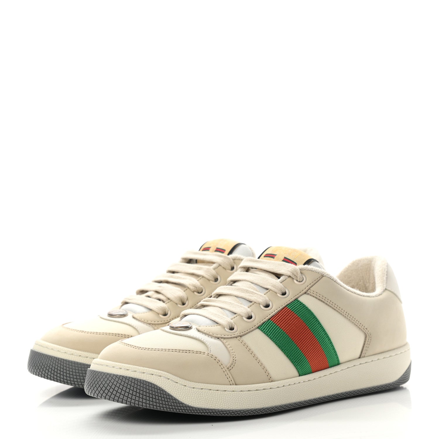 Gucci Nylon Nubuck Web Womens Screener Sneakers 39.5 Mystic White Dusty Milk 3 of 12