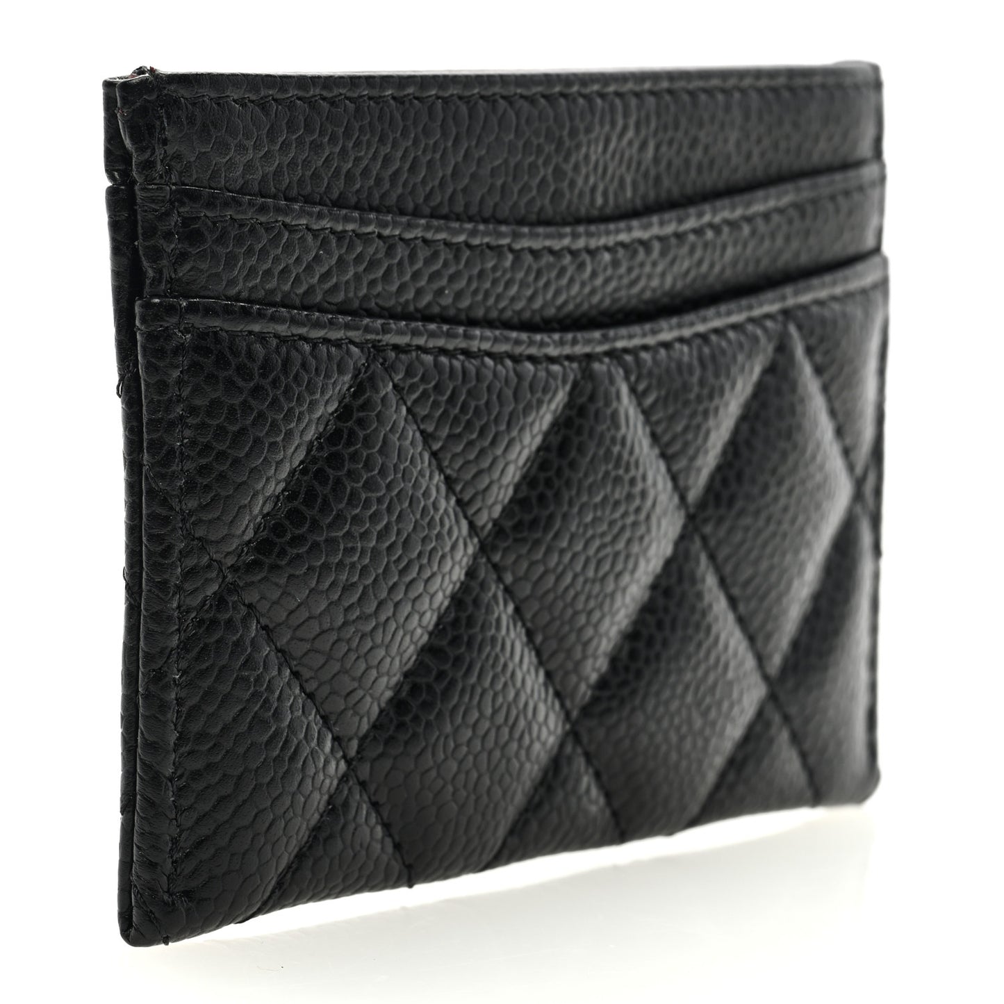 Caviar Quilted Card Holder Black