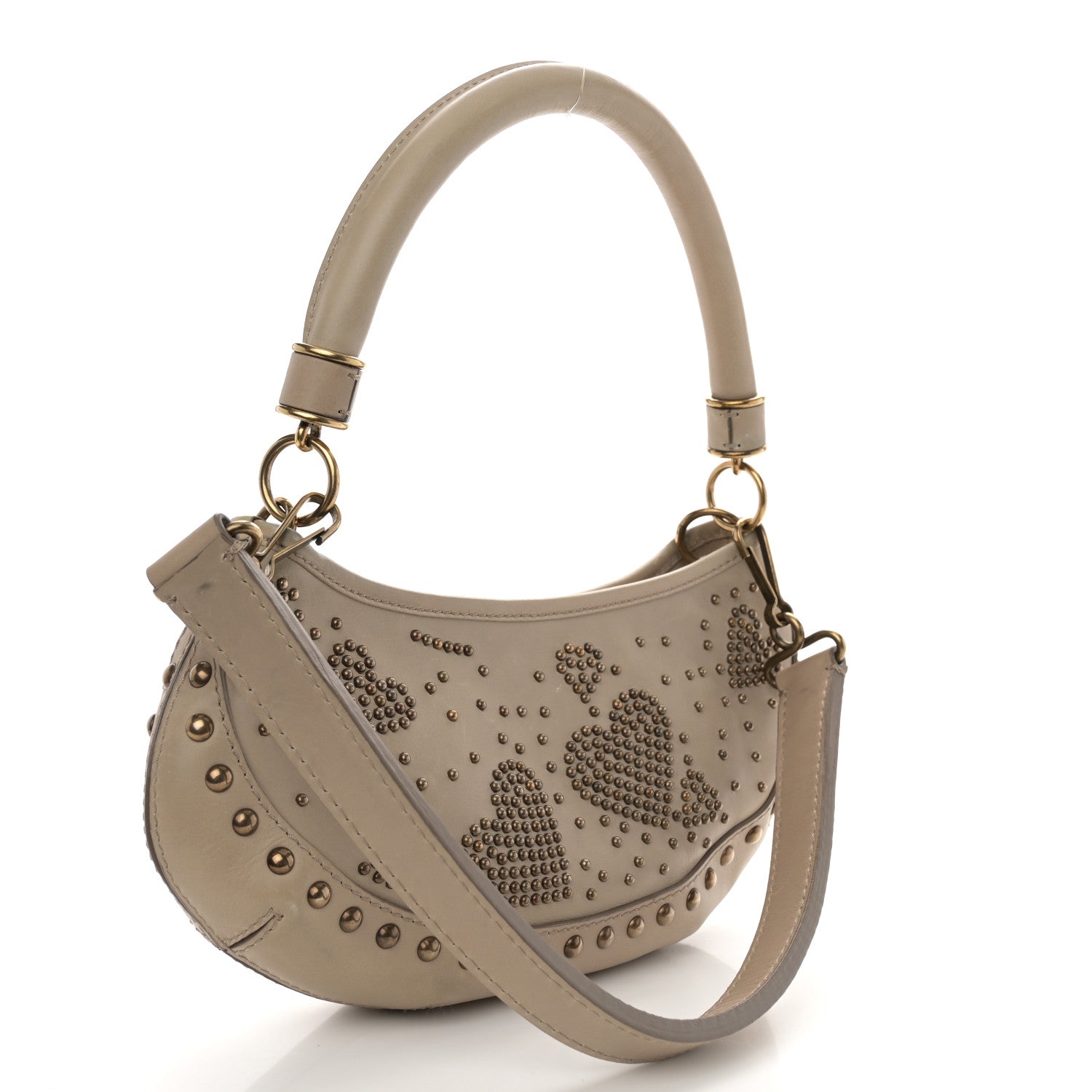 Burberry Calfskin Heart Studded Shoulder Bag Beige 3 of 15