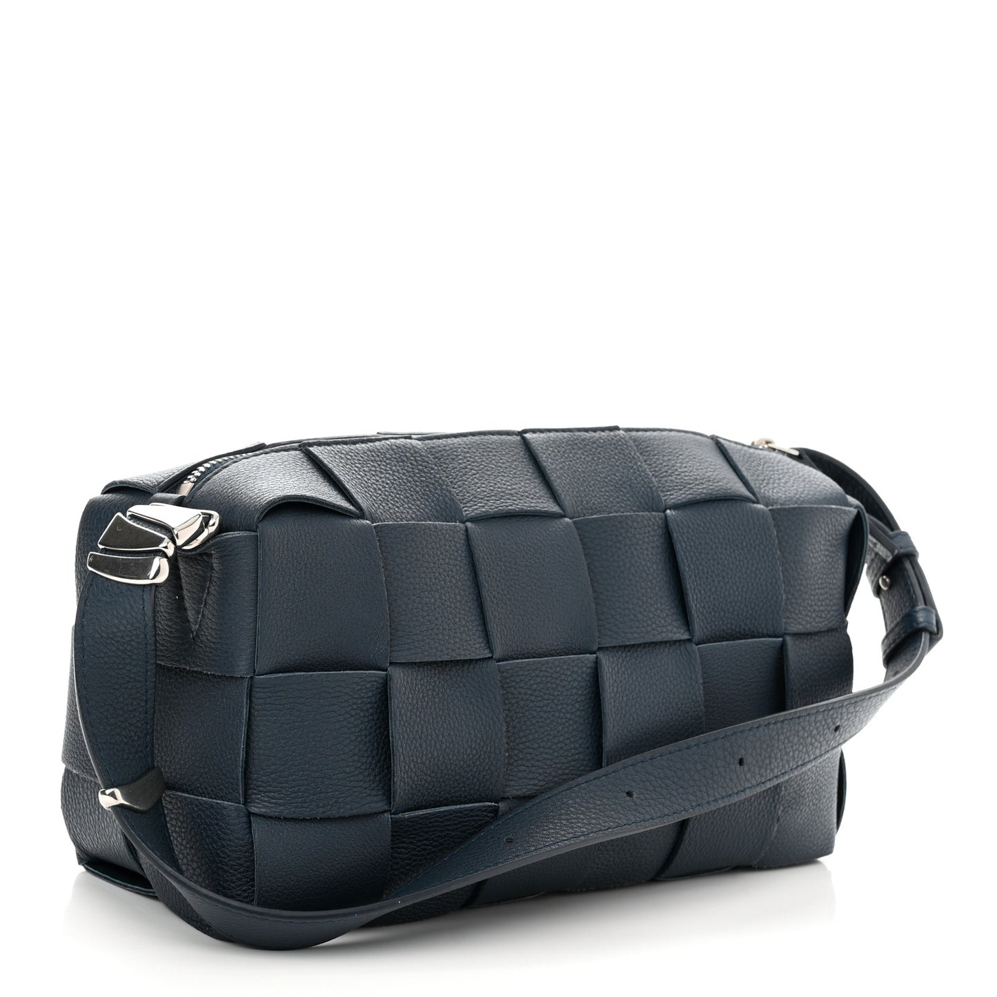 Grained Calfskin Maxi Intrecciato Brick Cassette Bag Deep Blue