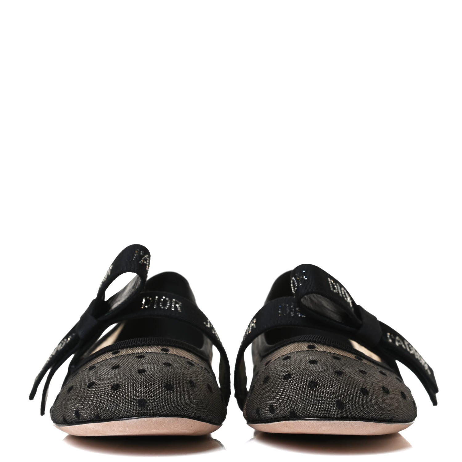 Christian Dior Swiss Tulle Dotted Miss J'Adior Ballet Pumps 38.5 Black Nude 2 of 11