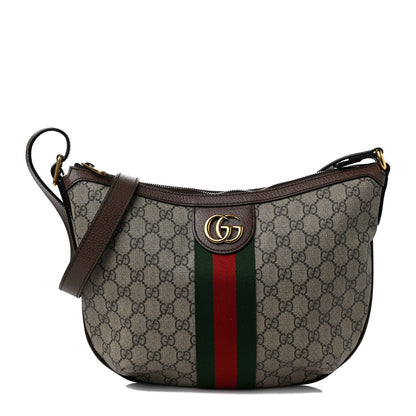 Gucci GG Supreme Monogram Web Small Ophidia Half Moon Hobo Brown 1 of 10