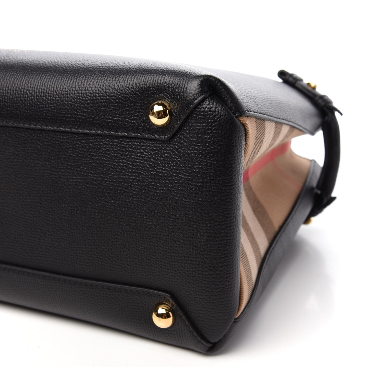 Burberry Grainy Calfskin House Check Medium Banner Tote Black 7 of 11