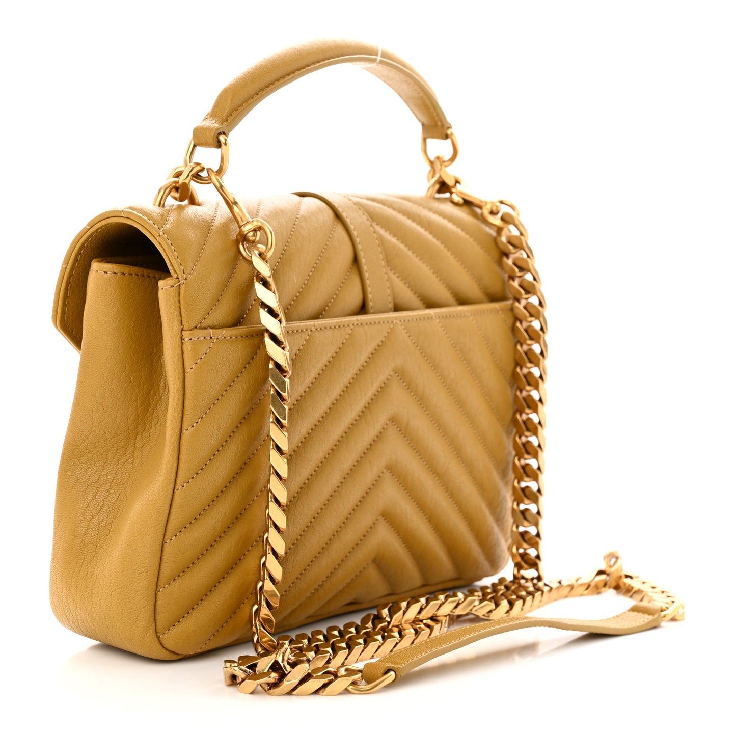 Sheepskin Matelasse Chevron Monogram Medium College Bag Olive