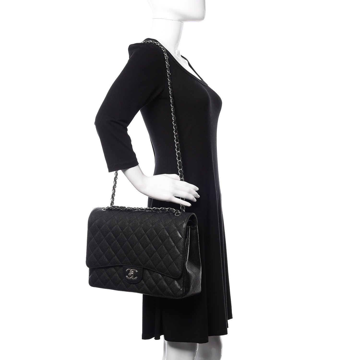 Chanel Caviar Quilted Maxi Double Flap Black 2 of 15