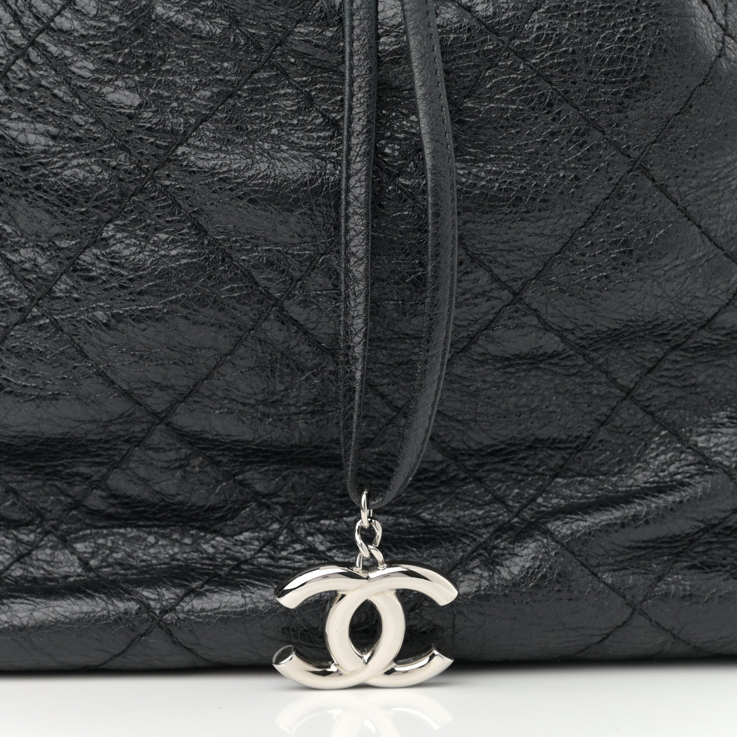 Chanel Glazed Calfskin On The Road Drawstring Tote Black 8 of 11