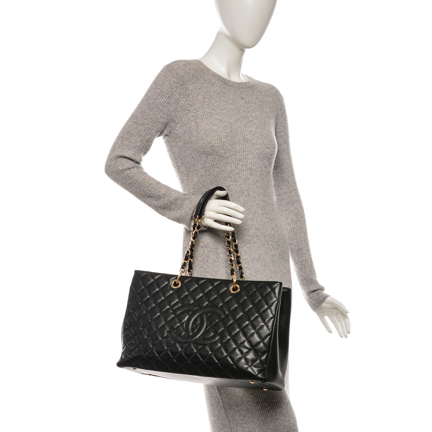 Chanel Caviar Quilted XL Grand Shopping Tote GST Black 2 of 8
