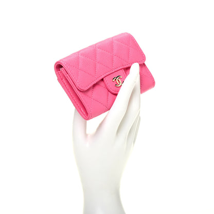 Chanel Caviar Quilted Flap Card Holder Wallet Pink 2 of 9