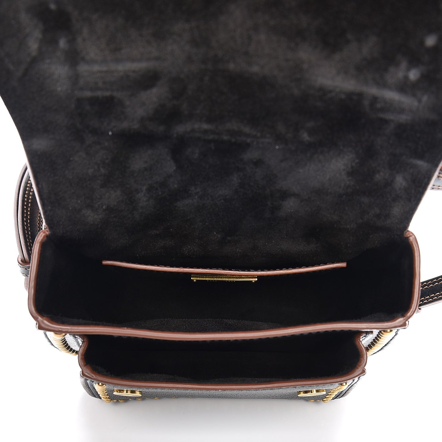Studded Goatskin Jewel Buckle Dahlia Shoulder Bag Nero Black