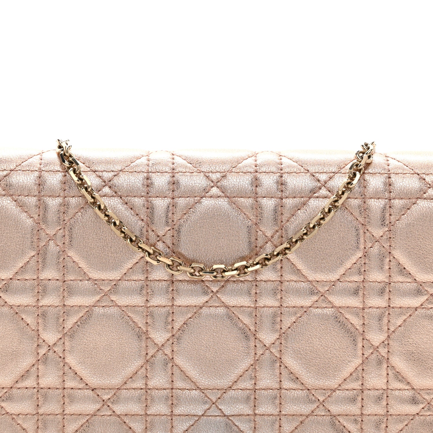 Christian Dior Metallic Lambskin Cannage Lady Dior Pouch Rose Gold 8 of 12