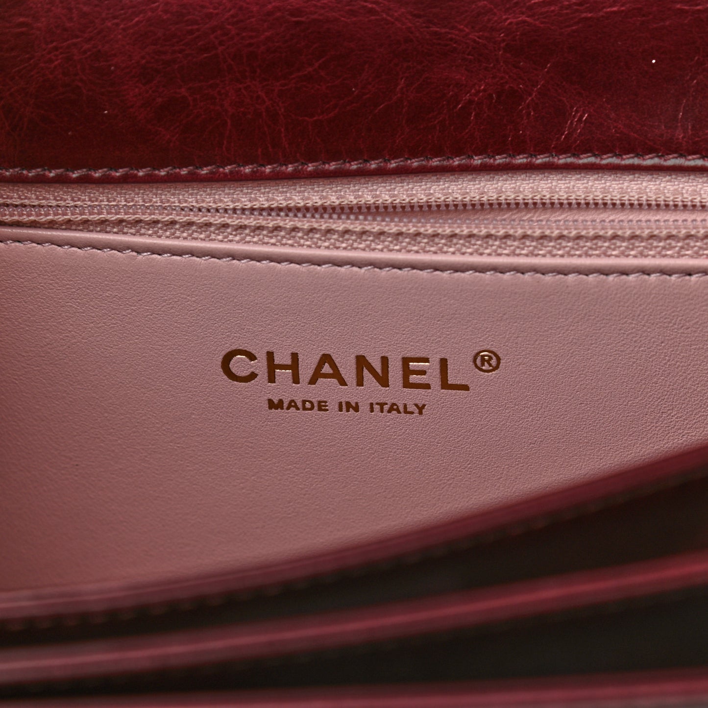 Calfskin Quilted Straight Lined Flap Burgundy